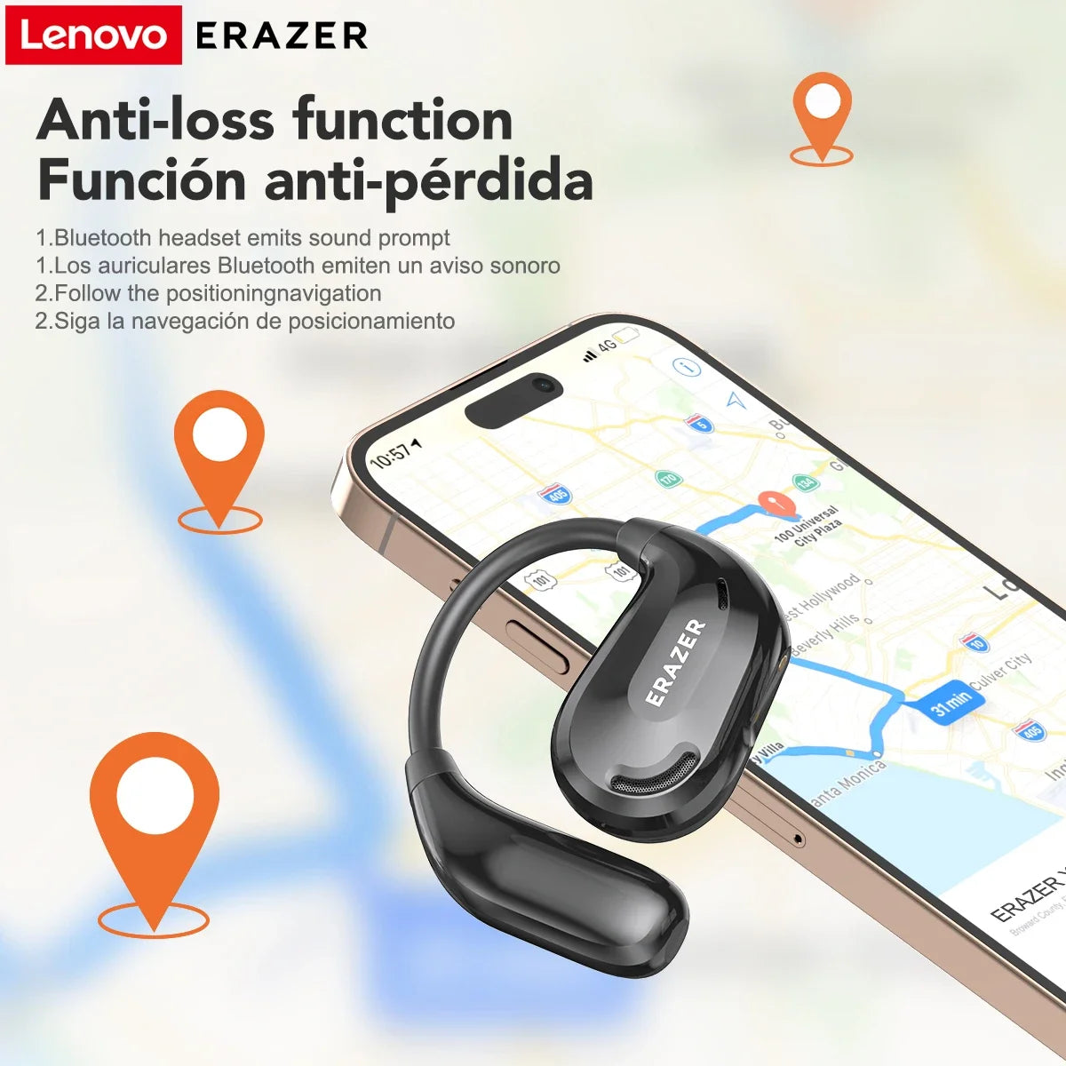 🌍 Travel Smarter – Order Now & Save 50%! ERAZER XT66pro OWS Wireless Headphones Bluetooth 5.4 Earphones with Mic OWS Sports Headsets IPX5 Earhook AI translator Earbuds
