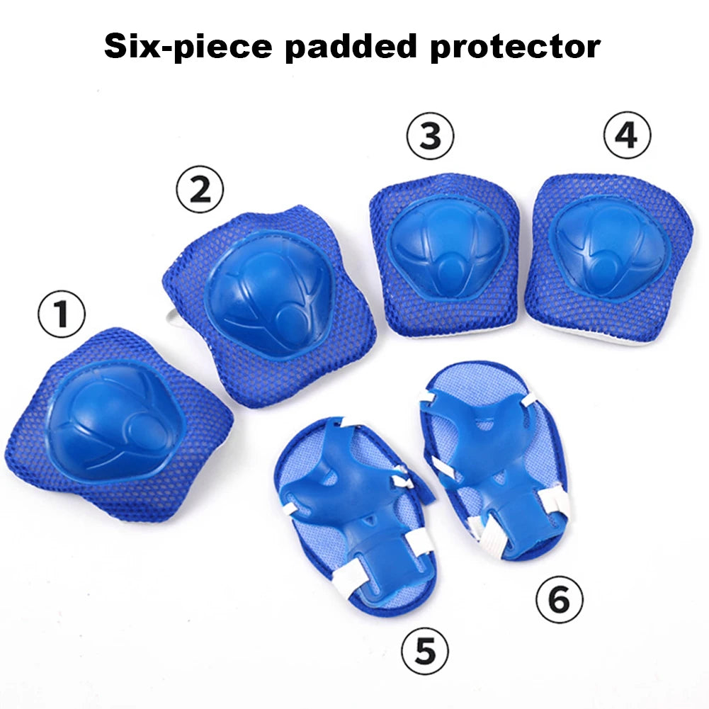 7Pcs Kids Skateboard Gear Protective Kids Cycling Helmet Elbow Pads Thickened Knee Pads Elbow Pads Wrist Guards for Boys Girls
