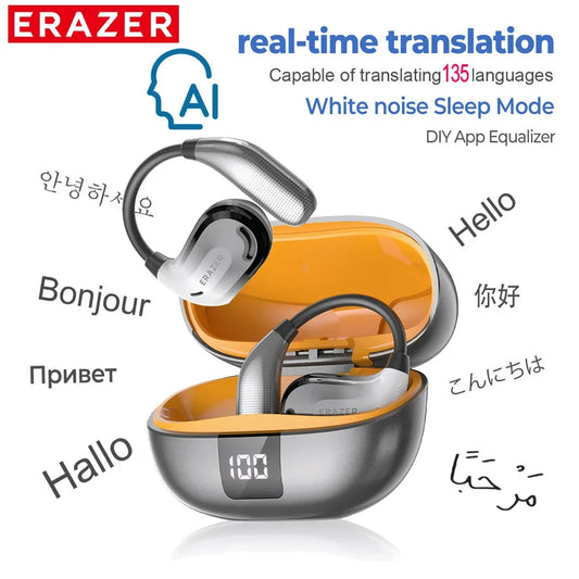 🌍 Travel Smarter – Order Now & Save 50%! ERAZER XT66pro OWS Wireless Headphones Bluetooth 5.4 Earphones with Mic OWS Sports Headsets IPX5 Earhook AI translator Earbuds