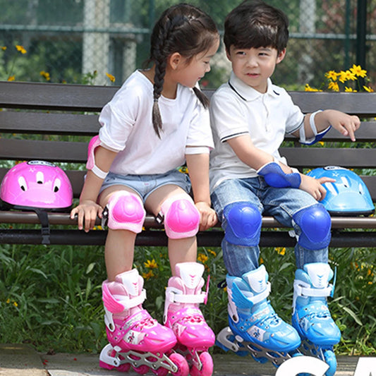 7Pcs Kids Skateboard Gear Protective Kids Cycling Helmet Elbow Pads Thickened Knee Pads Elbow Pads Wrist Guards for Boys Girls
